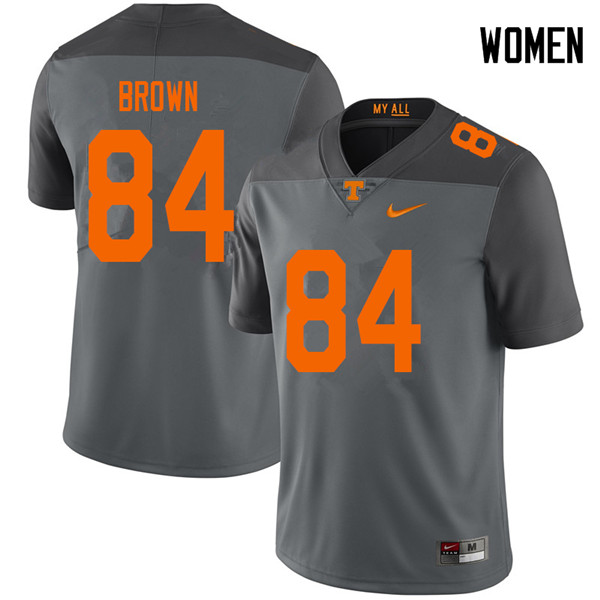 Women #84 James Brown Tennessee Volunteers College Football Jerseys Sale-Gray